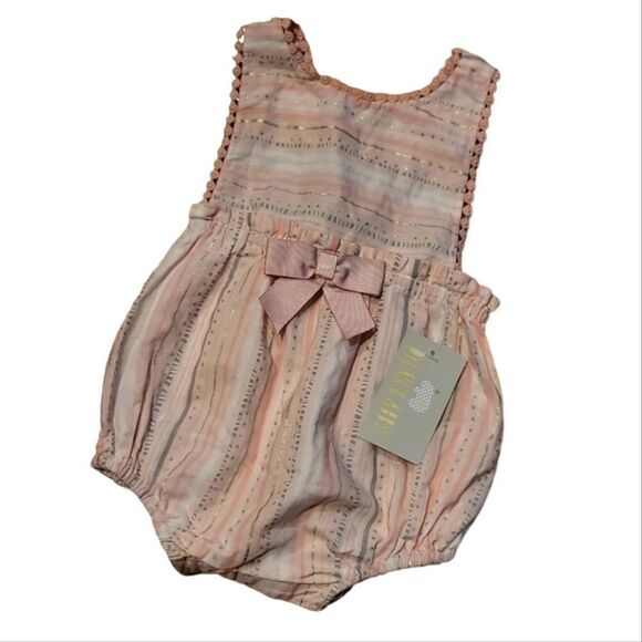 NWT Dylan & Abby Pink Stripe Romper - Picture 8 of 9